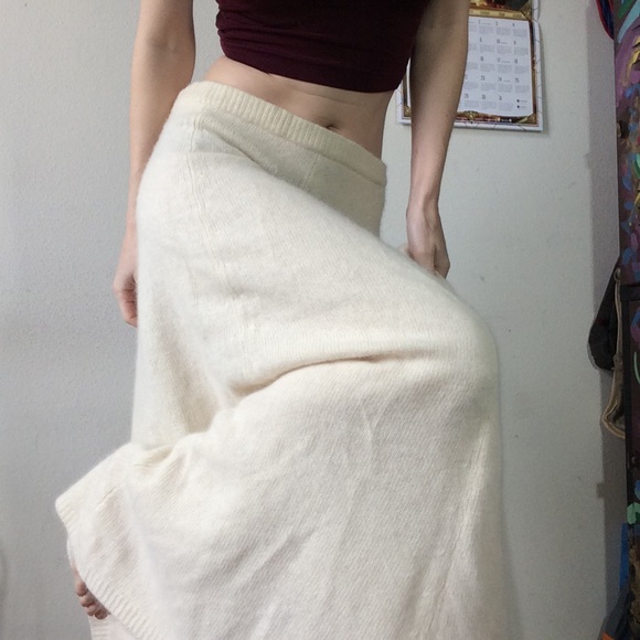 Vintage Lambswool Angora Rabbit Cream Maxi Skirt - Picture 5 of 8